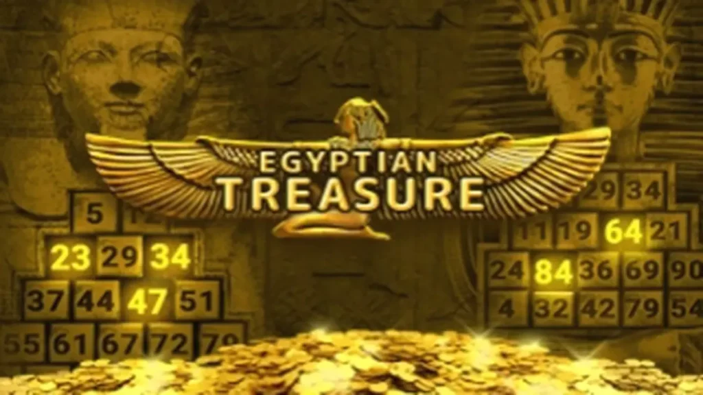 Tampilan visual slot Egyptian Treasure dengan nuansa neon