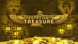 Tampilan visual slot Egyptian Treasure dengan nuansa neon