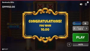Tampilan visual slot Banknote Blitz dengan tema brankas bank mewah