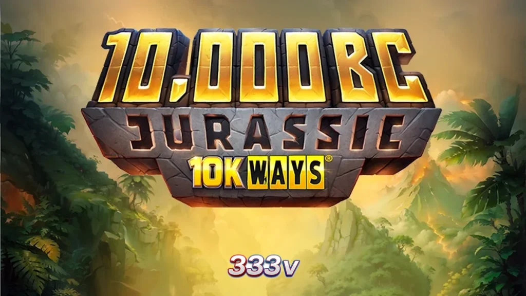 Tampilan visual slot 10,000 BC Jurassic 10K Ways dengan latar belakang prasejarah
